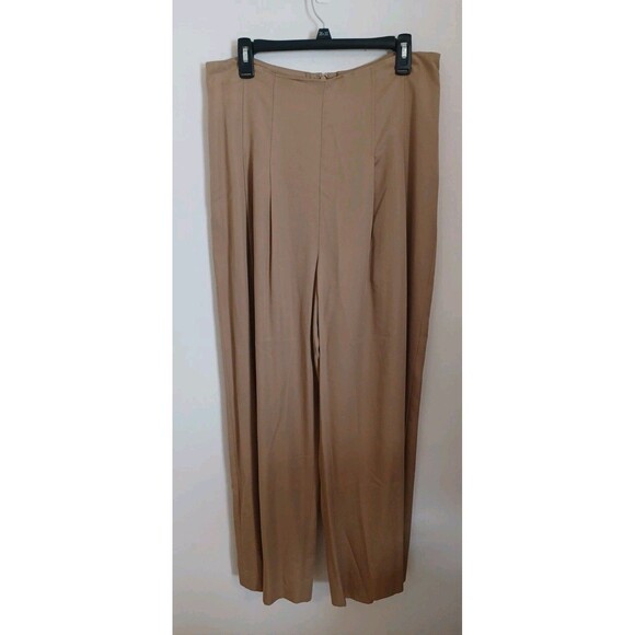 Antonio Melani Pants Womens 12 Tan Wide Leg Dress Trousers Casual Relaxed - Picture 1 of 8